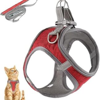 Katzengeschirr Und Leine-Set, Verstellbare, Reflektierende Streifen-Katzenkätzchen-Gehweste Mit Leine, Katzenhalsband, Ausbruchsicheres, Weiches Mesh-Westengeschirr Und Leine For Kleine, Mittelgroße (