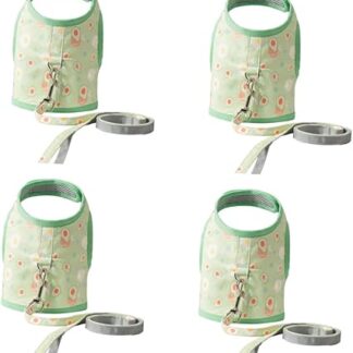 Supvox 4 Sets Cat Lead Mesh Dog Harness Small Animal Cat Collar Lead Dog Harness Cat Vest Harness Adjustable Cat Vest Dog Lead Kitten