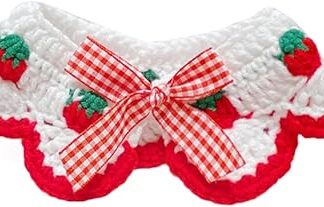 Cat Collar, Cute Cat Collar, Removable Comfortable Kitten Collar with Cute Bow Tie and Strawberry Pattern for Kittens and Some Puppies