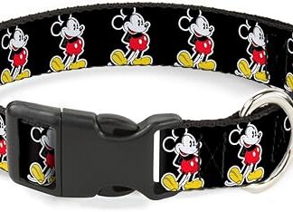 Buckle Down Classic Mickey Mouse Float Black Disney Rogue Plastic Clip Collar