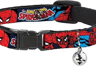 Buckle-Down Amazing Spider-Man Breakaway Cat Collar, 1/2" X 8-12"/Medium