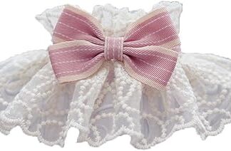Cat Collar, Cat Apparel Lace Bow Scarf Lightweight Polyester Cute Princess Style Flora Lace Bib Bow Collar for Kittens Puppies Teddy (XS)