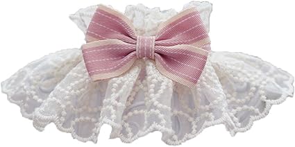 Cat Collar, Cat Apparel Lace Bow Scarf Lightweight Polyester Cute Princess Style Flora Lace Bib Bow Collar for Kittens Puppies Teddy (XS)