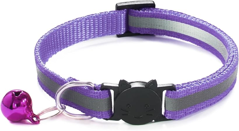 HCHGJKN Basic Hundehalsbänder Reflective Cat Collar Neck Ring Necklace Bell Pet Supplies Elastic Adjustable(E)