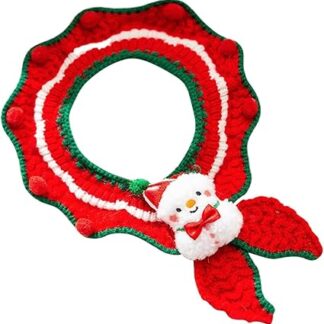 Pet Christmas Collar Winter Cat Collar Cat Scarf Knitted Cat Neck Warmer Winter Pet Collar Festive and Cosy Design for Bichon Frise, Adult Cats, Small Dogs, Rabbits, Schnauzers