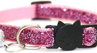 Moonbaby With Bell Breakaway Adjustable Sequins Pet Collar Neck Strap Cat Pet Supplies Pink