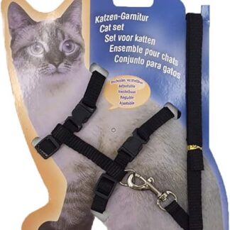 GIZHOME Cat Harness and Leash, Adjustable Halter Harness, Nylon Strap, Safety Rope, Leashes for Home, Kitten - Black