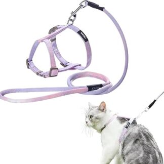 Cat Harness with Lead, Escape Proof Cat Harness Lead, Adjustable Cat Lead with Harness for Small, Medium Cats, Outdoor Walking, Colour Gradient Purple