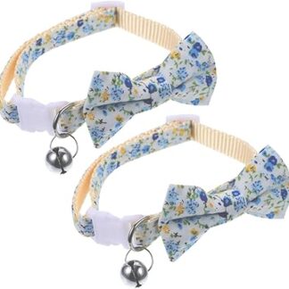 BUGUUYO Pack of 2 Puppy Bow Tie Collar with Bow for Pets Cat Collar with Bell Collar Kitten Collar Cat Gifts Portable Dog Collar Delicate Dog Collar Polyester Nylon