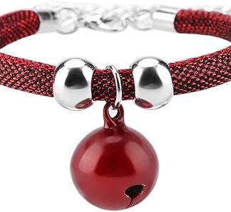 Japanese Style Pets Cat Collar Adjustable Handmade Kitty Kitten Tie Nylon Necklace Care Accessories Pet Supplies with Bell Extension Chain [Red] Fancy Dress & Costumes