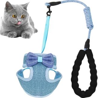 Haustier Geschirr Brustgurt Für Haustiere Weste Und Leine Für Haustiere Katze Weste Für Haustiere Verstellbarer Gürtel Outdoor-Geschirr Für Kätzchen Haustier-zuggurt Laufweste Blue Parliky