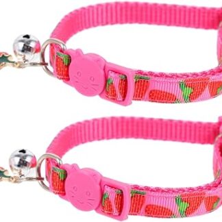 Milisten 2St Obsthalsband für Haustiere Katzenhalsband in leuchtenden Farben Glocke Hundehalsband weihnachtsek cat Clothing schöner Kleiner Kragen Katzenhalsband mit Erdbeerdruck Polyester