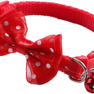 HCHGJKN Basic Hundehalsbänder Cat Collar, Pet Collar, Pet Supplies Ornament Bow Nylon Collar for Cats, Cat Accessories(Red)
