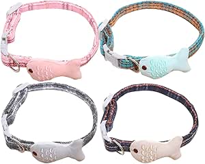 minkissy 4pcs Pet Cat Small Fish Adjustable Collar Pet Neck Chain Cat Breakaway Collar Cat Collar Fish Collars for Large Breed Dogs Small Puppy Collar Halloween Cat Collar Small Dog Set