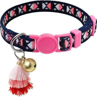 ACiyD Cat Collar Safety Breakaway Kitten Collar Puppy Collars Quick Release Cats Necklace with Cats Products (Colour: Green) (Pink)