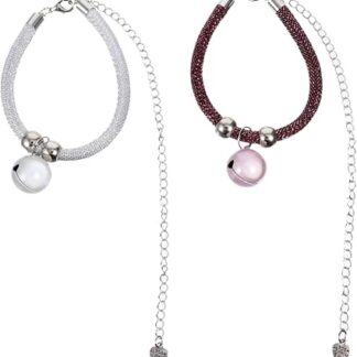 2pcs pet bell collar cat belt with bell jingle bell collar dogs cat birthday pet collar with bell kitten collar chain dog collar with bell small pets metal japanese-style rope