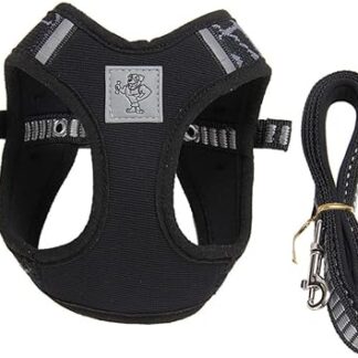 HAPINARY Tragbares Katzengeschirr Leine reflektierende Katzenweste Geschirr Haustiergurt leicht Schwarz Größe M