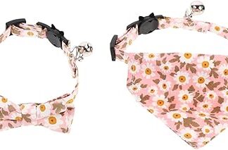Sosoport Pack of 2 Cat Collar Cat Ties Decorative Triangle Scarf for Dogs Cat Christmas Cat Christmas Kitten Collar Kitten Tie Pet Shawl Collar Necklace Cotton Pink