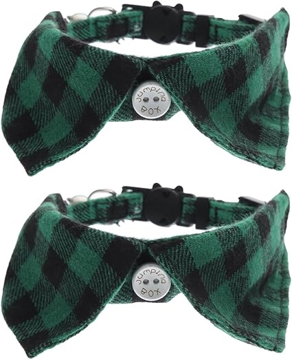 minkissy 2pcs adjustable cat collar puppy neck scarf cute cat collar with bell adjustable kitten collar fancy cat collar dog collar pet collar decorative cat collar with bell cloth lattice
