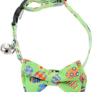 POPETPOP Easter Pet Collar with Bowtie: Adjustable Dog Collar Cat Collar for Medium Small Puppies Kittens Spring Easter Party Favour Green Egg