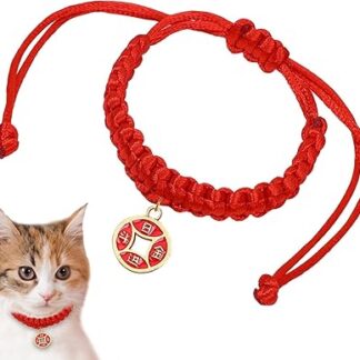 Year of The Snake Woven Pet Collar, Red Adjustable Cat Collar, Puppy Neck Scarf Decor, Stylish Woven Collar for Small Dogs, Adjustable Pet Accessory for Cats, Cute and Comfortable Neckwear