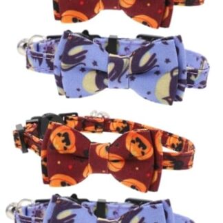 minkissy 6 pcs cat collar Pet Accessories kitten collar breakaway Halloween Dog Collar halloween cat bowties Dog Neck Ties Pumpkin Collars Cats dog neck collar adjustable clothing polyester