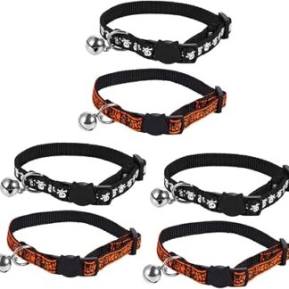 minkissy 6 Pcs Halloween Cat Collar Dog Neck Ties Pet Halloween Bow Tie Dog Bow Tie Halloween Collar with Bell Halloween Pet Collar Ornament Ties Ring Pet Necklace Pet Tie Clothing The Cat