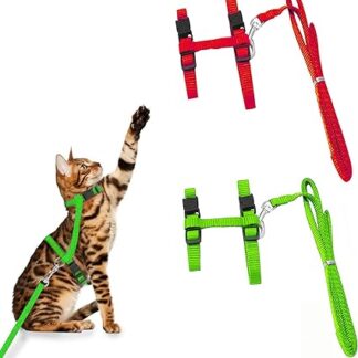 Cat Harness, Adjustable Cat Harness, Soft Padded Chest Harness for Dogs, Anti-Pull Harness for Cats, Cat Harness with Lead, Adjustable Harness for Cats and Dogs, Pack of 2