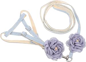 Hohopeti Linen Cat Harness Lead Pull Rope Cat Lead Flower Pet Harness Lead Pull Rope for Pet Lead for Cat Harness Cat Pulls Rope Harness for Cats Blue Fabric