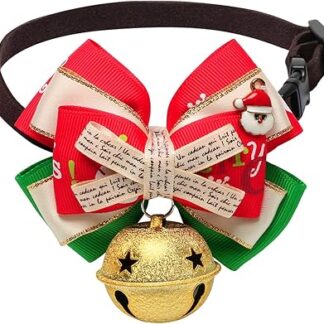 Coolrunner Santa Cat Bow Tie Collar, Christmas Cat Collar Breakaway Small Dog Collars with Bell (Style 1 (San))