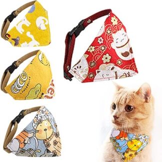 BSITSSS Pack of 4 Cat Collars, Cat Collars, Removable Kitten Collars, Adjustable Cat Scarf, Cat Accessories, Cat Collar for Cats Kittens, 18-33 cm (Colour Random)