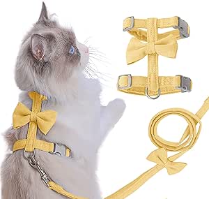 Cat Harness and Leash, Cat Leash and Harness Set, Ddzmz Soft Mesh Breathable Adjustable Cat Vest Pet Harness for Walking Escape Proof Ferret 1 Pack