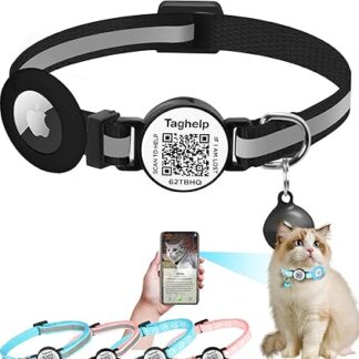 Airtag Cat Collar, Reflective Kitten Collar with Apple Airtag Holder and Bell, Comfortable Padding, Adjustable, Durable, Fit for Girls and Boys, Smart