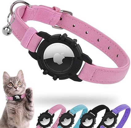 AirTag Cat Collar, Integrated Apple Air Tag Cat Collar, Lightweight Tracker Cat Collars for Girls, Boys, Cats, Kittens and Puppies
