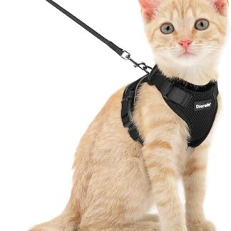 Dooradar Cat Harness with Lead, Escape Proof, Cat Lead with Harness for Cats, Medium, Reflective, Cat Harness, Large Cat, XS, Black