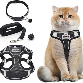 Cat Harness with Lead, Escape Proof, Adjustable Cat Harness, Escape Proof, Soft and Breathable Mesh, Cat Lead Harness for Cats and Small Dogs, Outdoor Training