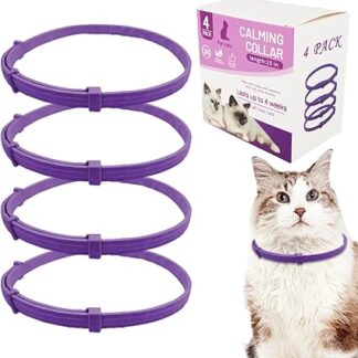 Pack of 4 Soothing Collars for Pets, 38 cm, Adjustable Anti-Anxiety Pheromone Calming Collars, Tear-Off Waterproof Collars, Calming Collar for Cats with Stress Relief (Cat Collar)