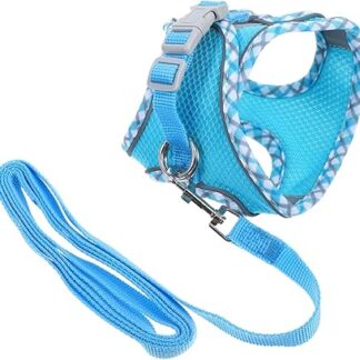 HOUDERCO 1 Set Reflective Kitten Harness Puppy Running Harness and Lead for Cats Dogs Escape from Cat Harness Car Holder Kit Cat Collar Breeding Sky Blue Polyester