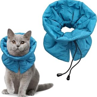 Cat Collar, Soft Adjustable Cat Recovery Collar, Breathable Cat Neck Protection, Lightweight, Waterproof, Kitten Cone Alternative for Puppies, Stops Licking (S, Blue)