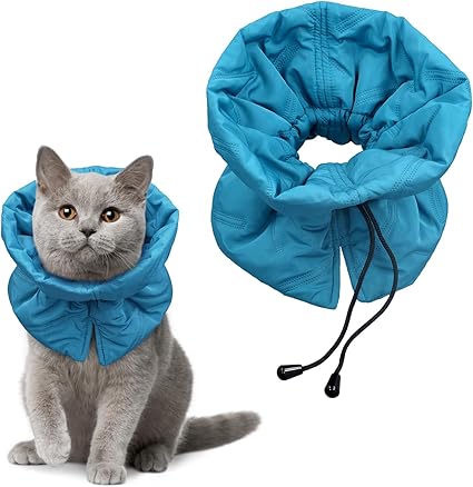 Cat Collar, Soft Adjustable Cat Recovery Collar, Breathable Cat Neck Protection, Lightweight, Waterproof, Kitten Cone Alternative for Puppies, Stops Licking (S, Blue)