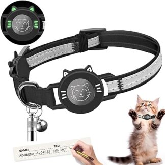 Airtag Cat Collar, Large Waterproof Collars, Reflective Integrated Cat Collar with Elastic Band, Cat Collar with Safety Clasp, Compatible with Apple Airtag, Kittens, Puppies