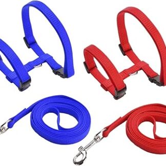 Rabbit Lead, Cat Harness, Adjustable Rabbit Harness, Nylon Rabbit Lead, Elastic Walking Harness Set for Small Animals, Adjustable, Soft, Breathable Walking Harness Set, 2 Pieces