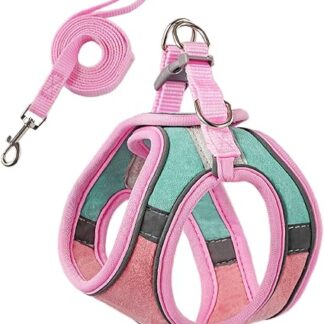 BaoFufc Reflektierendes Brustgeschirr für kleine Katzen Katzenhalsband Spazierleine für Katzen Verstellbares Geschirr und Leine Reflektierende Leine für Katzen Erwachsene