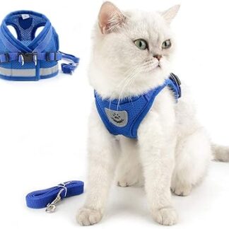 SELMAI Cat Lead with Harness for Cats Baby Reflective Soft Mesh Breathable Safety Harnesses for Dogs No Pull Padded Vest Harness Small Dogs Puppies Chihuahua Blue M