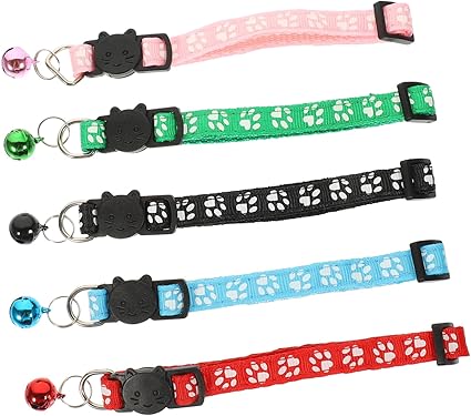 Parliky Pack of 5 Cat Collars Adjustable Puppy Collars for Litter Pet Festival Collar Puppy Collar Animal Gift Cat Clothing Kitten Collar Necklace for Pet Nylon