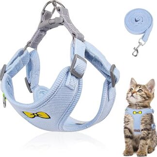 Cat Lead Set for Cats, Polyester Adjustable Cat Harness with Lead, Cat Harness Lead Set, Harness for Cats, Escape Proof for Kittens, Dogs (Blue, M)
