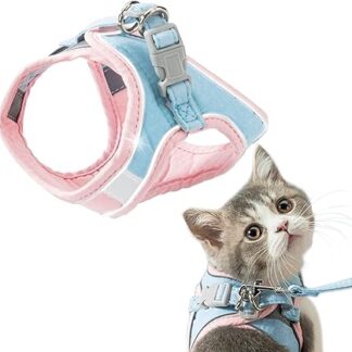 GeeRic Cat Harness, Escape Proof, Cat Vest with Lead, Adjustable Harness for Small Cats, Escape Proof Cat Harness Set with Reflective Stripes