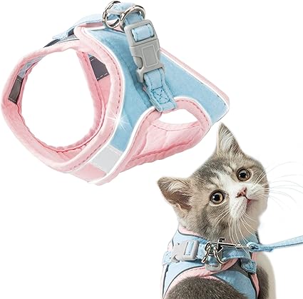GeeRic Cat Harness, Escape Proof, Cat Vest with Lead, Adjustable Harness for Small Cats, Escape Proof Cat Harness Set with Reflective Stripes