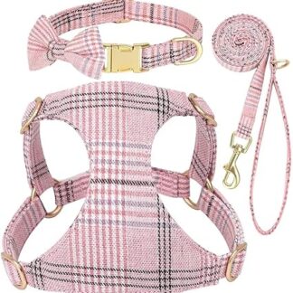 Weiches Und Bequemes Hundehalsband-Geschirr-Leinen-Set Mit Niedlicher Schleife, Welpen-Katzenhalsband, Weste, Geschirr, Leine-Set Für Kleine Und Mittelgroße Hunde Und Katzen,A,S