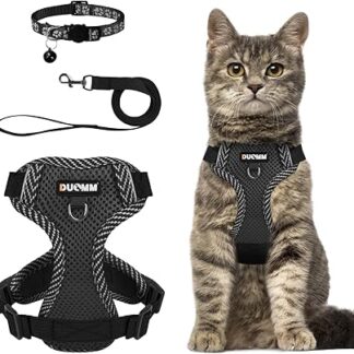 NeuWook Cat Harness with Lead, Cat Lead with Harness for Cats, Chest Harness, Cat Harness, Cat Harness, Escape Proof Adjustable Cat Vest (Black, M)